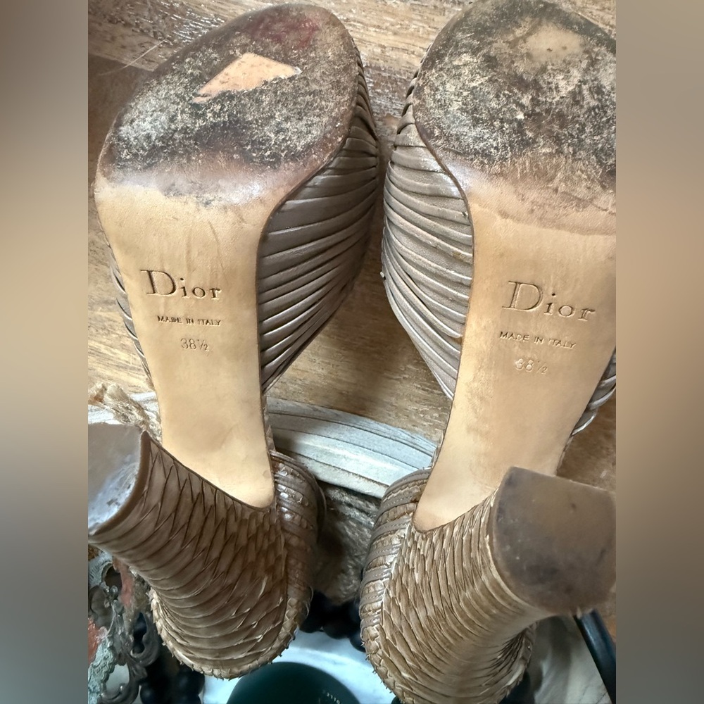 Christian Dior Python/Woven Leather Platform Heels - image 6